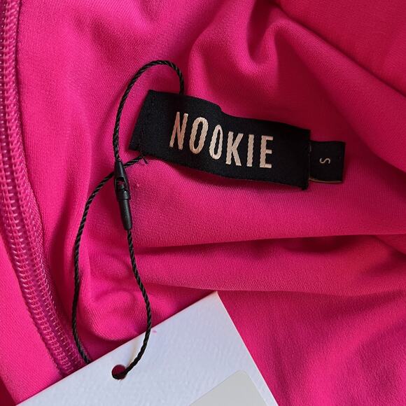 Nookie Dress Womens Small Neon Pink Envy Mini Long Sleeve Ruched Party Australia - Picture 6 of 10